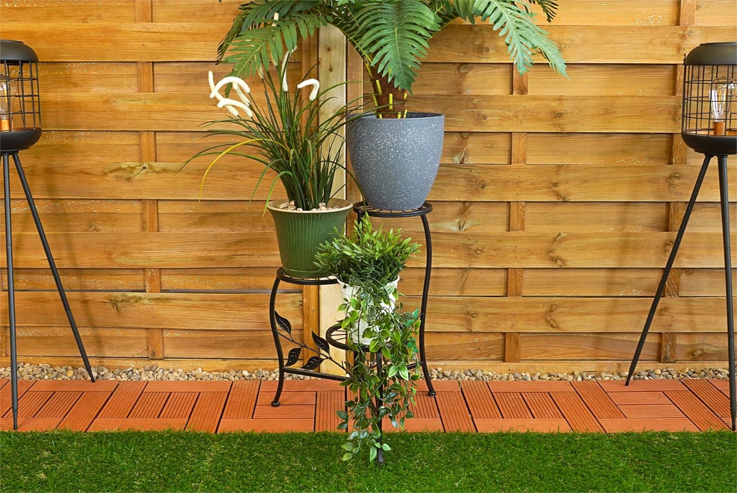 3 Tier Metal Plant Stand Indoor Outdoor Black Flower Pot Holder Display Rack