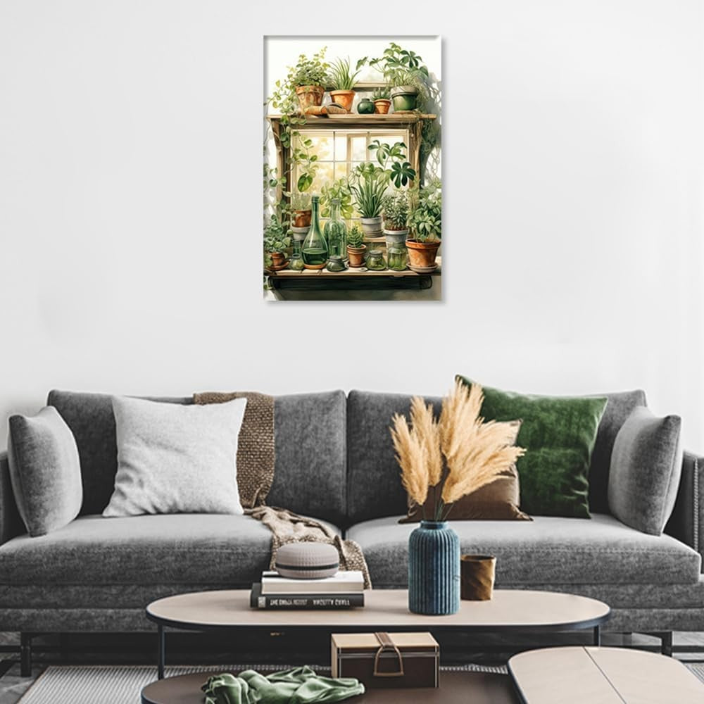 Botanical Canvas Wall Art Green Plant Print Framed Living Room Bedroom Decor