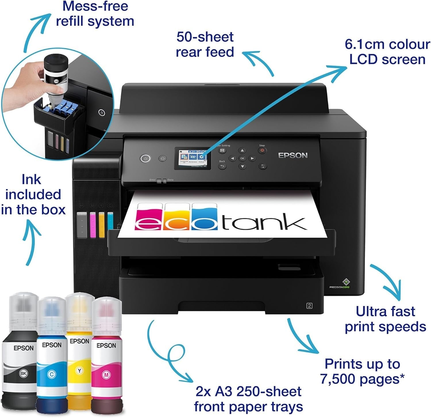 A3+ High-Speed Wi-Fi Ink Tank Printer Black | Auto Duplex | 32ppm Output