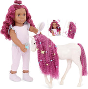 18-Inch Doll & Foal Set Fuchsia Hair Grooming Accessories Soft Body