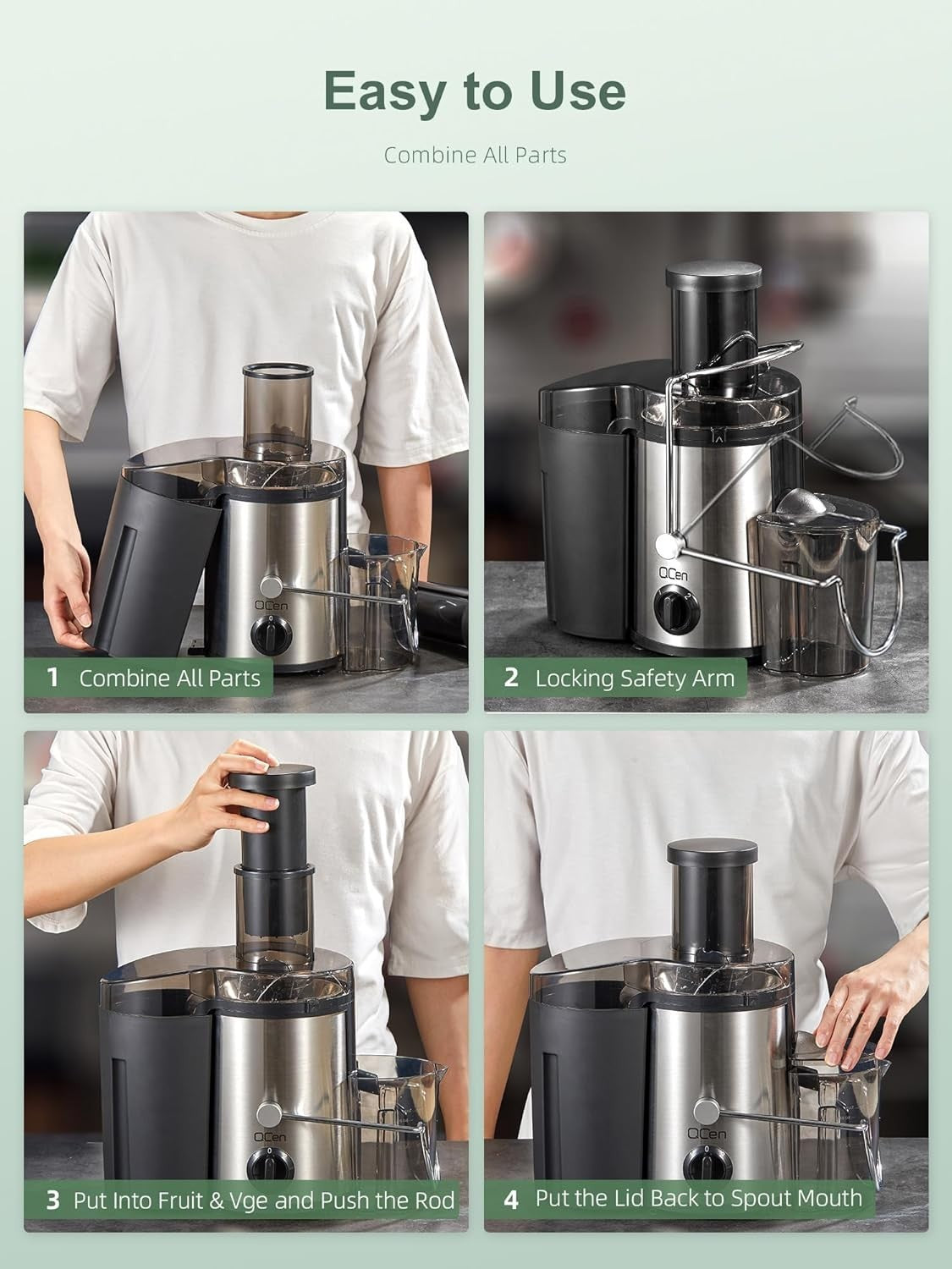 500W Centrifugal Juicer 76mm Wide Chute Whole Fruit 2 Speed Easy Clean