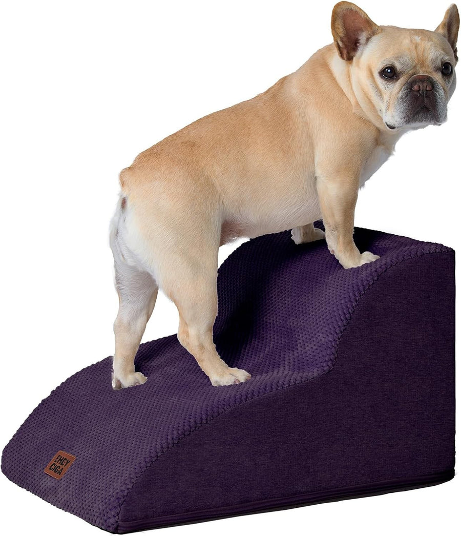 2 Step Dog Stairs for Sofa Non Slip Pet Steps Washable Purple