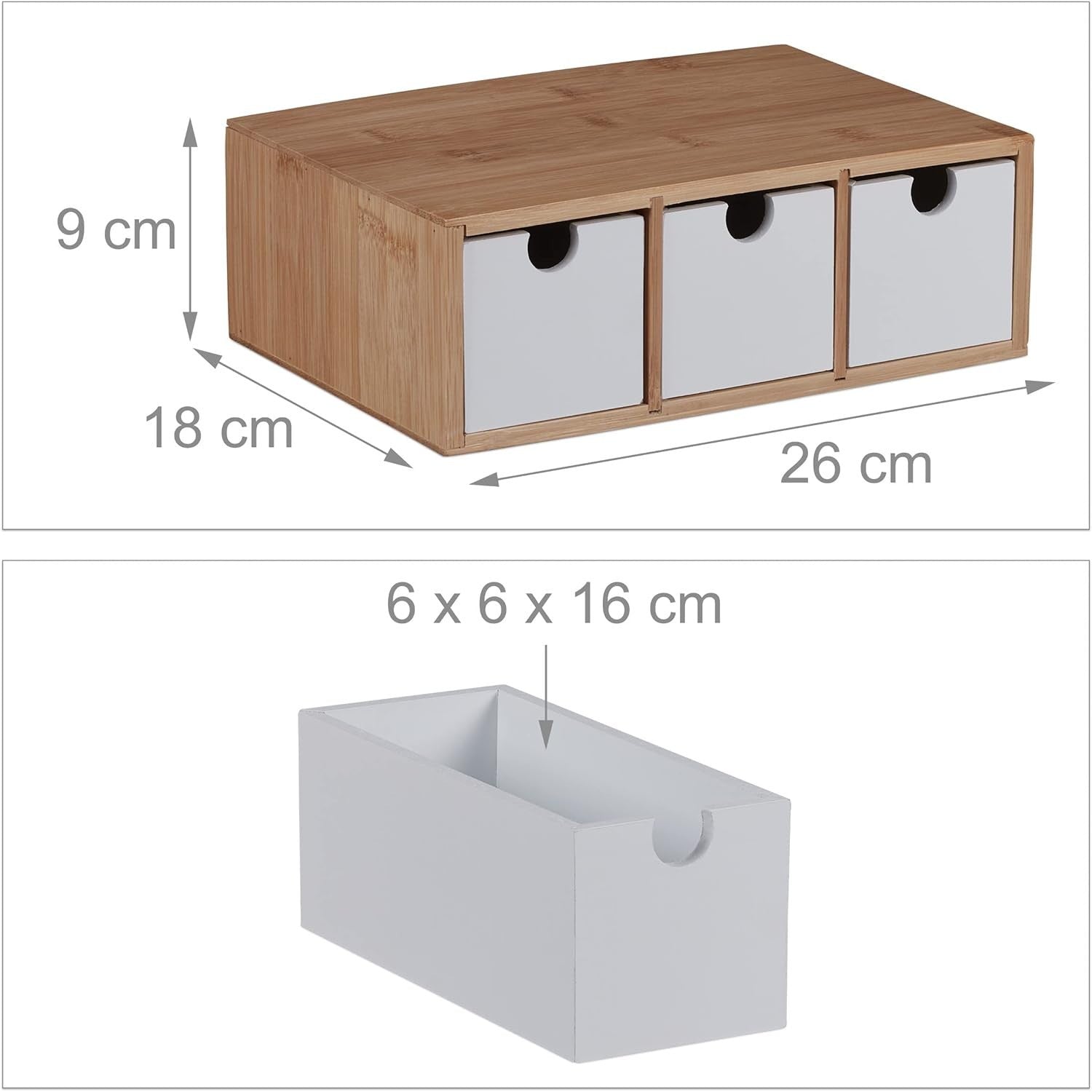 Desk Organiser with 3 Drawers – Bamboo Storage Box for Office & Home