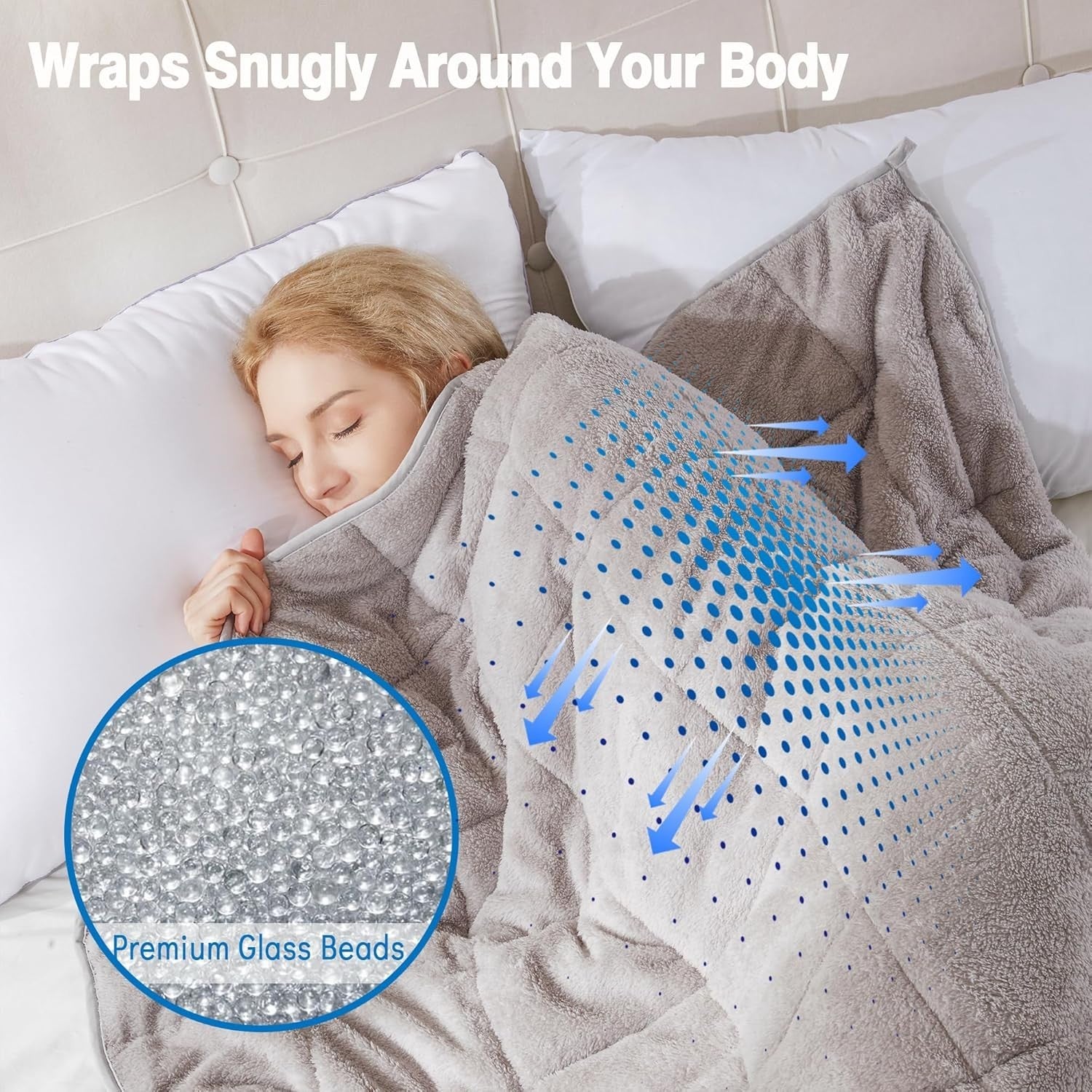 6kg Weighted Blanket, Silver Grey Teddy Fleece Quilted 125x180cm Anxiety Relief