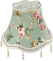 Victorian Retro Lamp Shade Fabric Pearl Tassel Floral E27 Palace Style