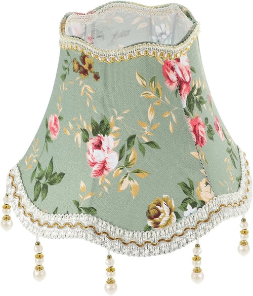 Victorian Retro Lamp Shade Fabric Pearl Tassel Floral E27 Palace Style