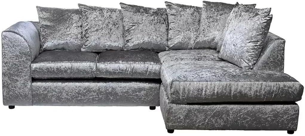 4-Seater L Shape Corner Sofa Set - Crush Velvet, Scatter Back, Modern Comfort