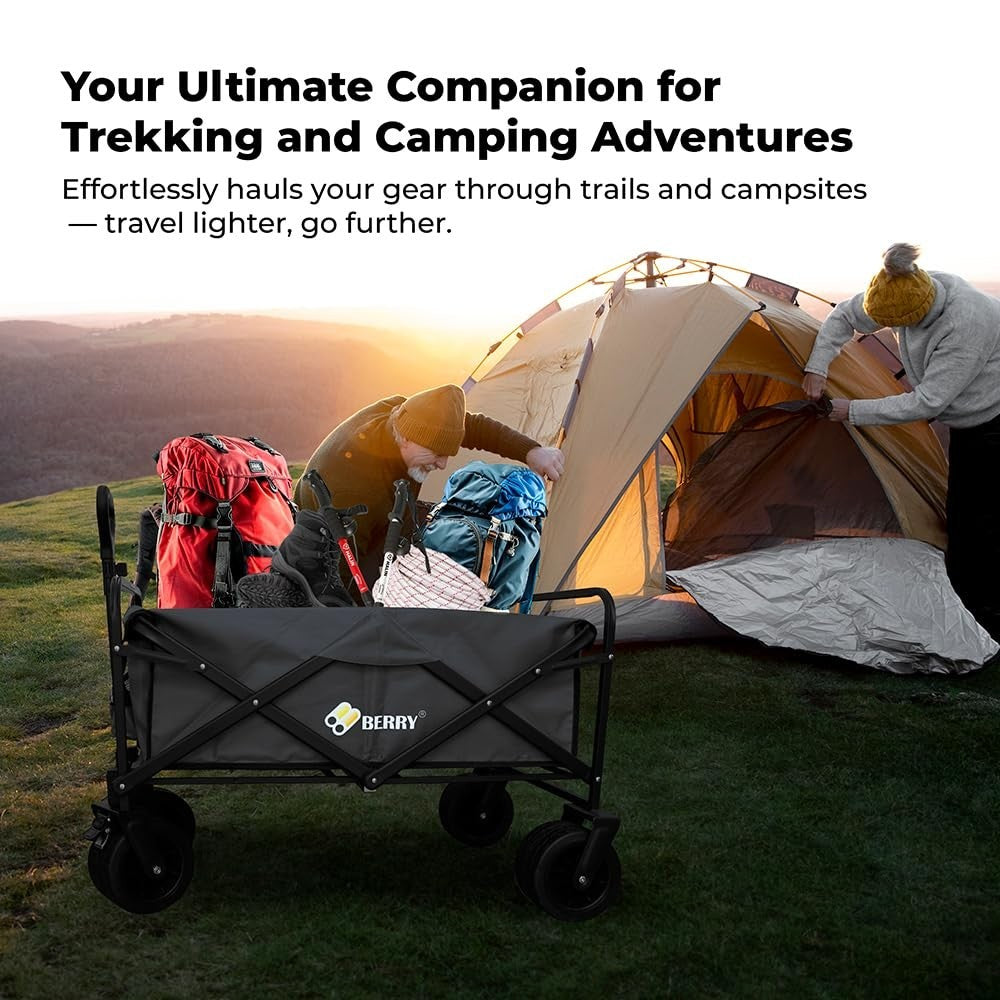 Heavy-Duty Foldable Utility Wagon Cart | 150KG All-Terrain Trolley Black