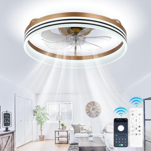 Ceiling Fan with Lights, 6-Speed Dimmable LED Gold Chandelier Fan