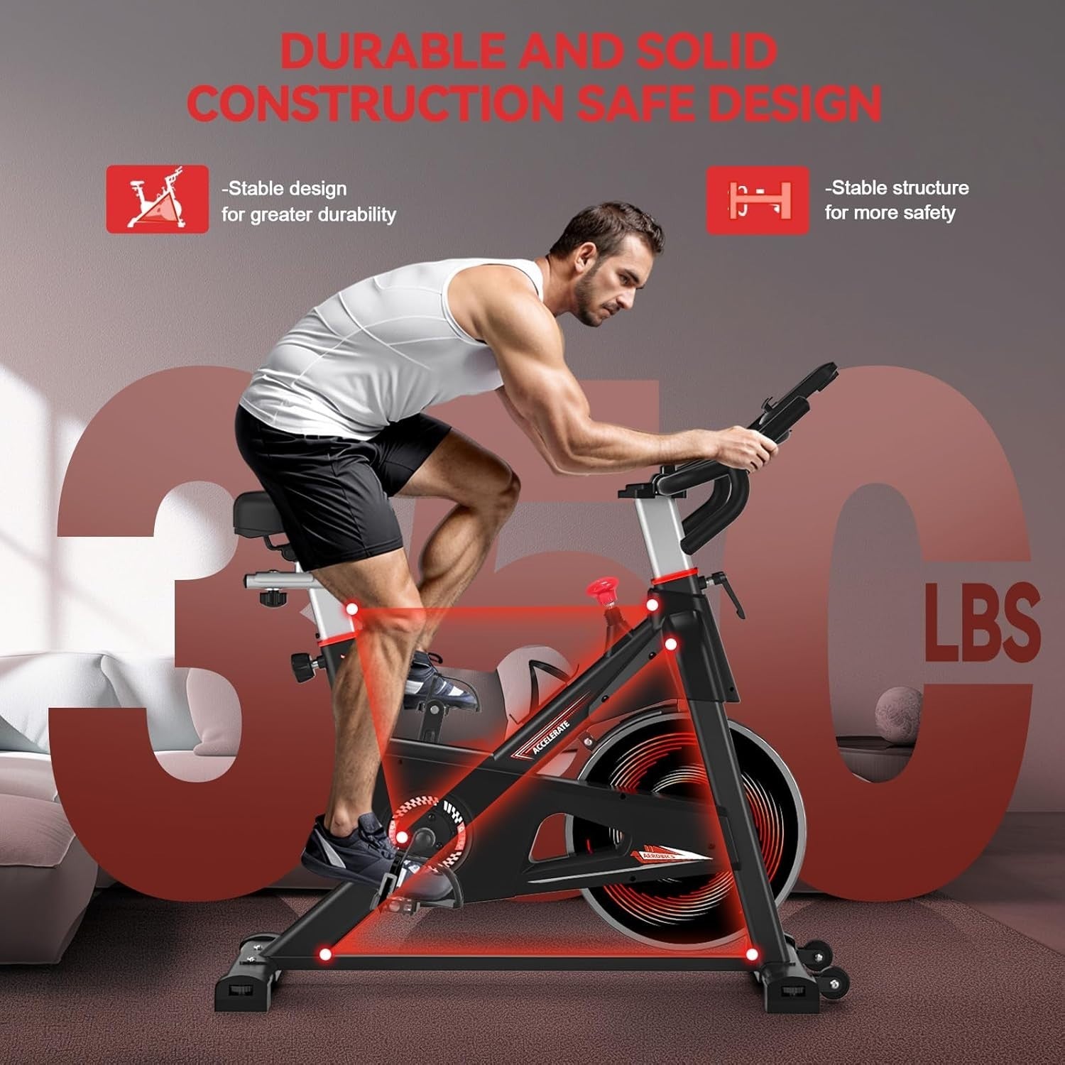 Quiet App-Connected Spin Bike w/ Curved Handlebar, LCD Display & 16kg Flywheel
