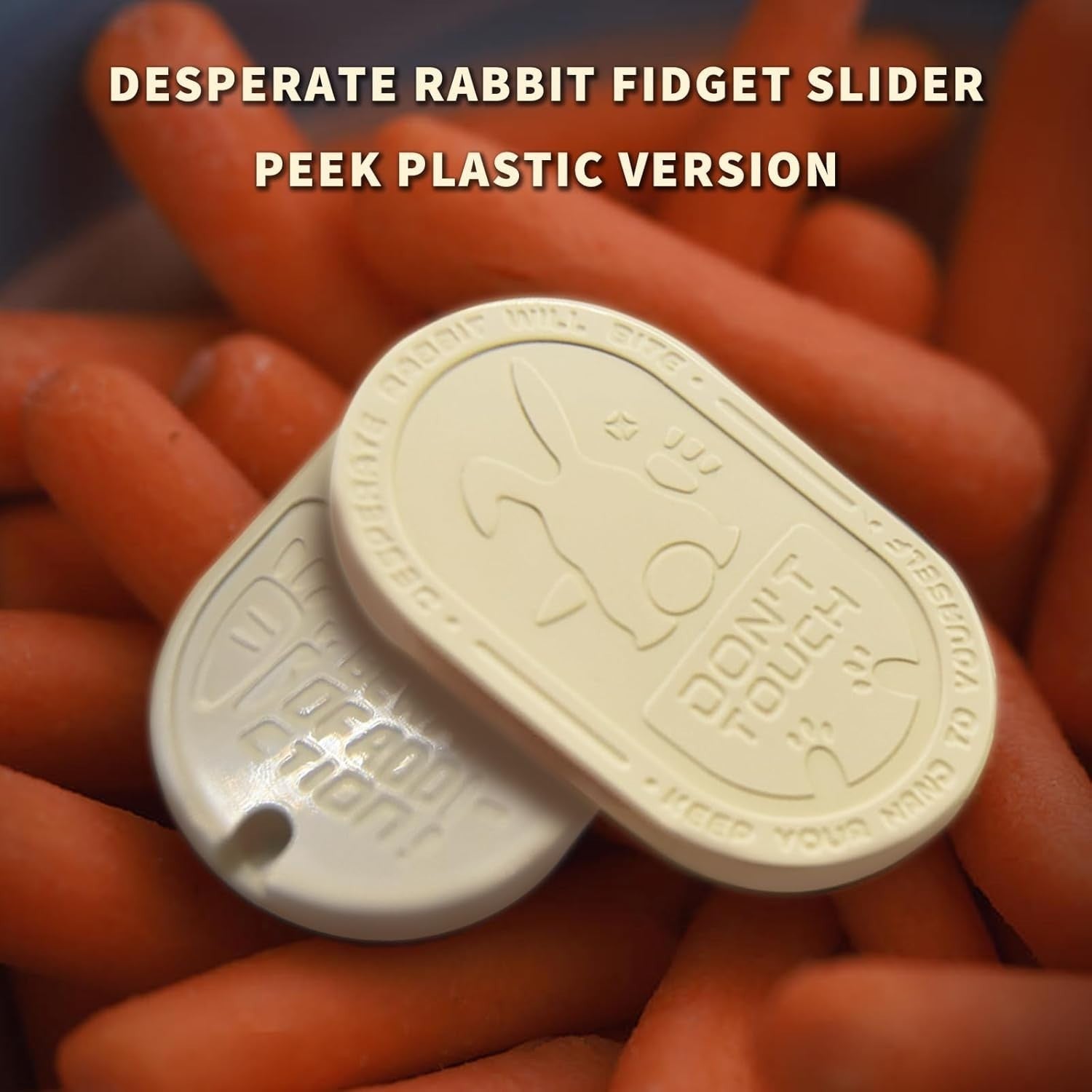White Accent Rabbit Fidget Slider Stainless Steel EDC