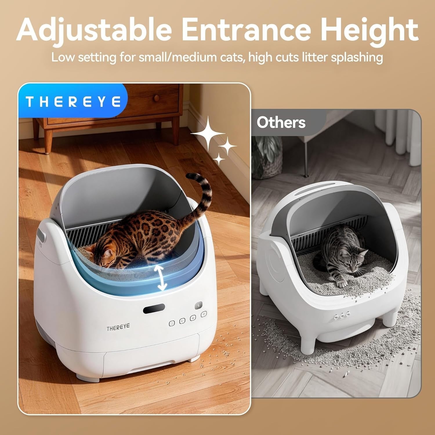 Self Cleaning Cat Litter Box APP Control XL Open Top Odor Control