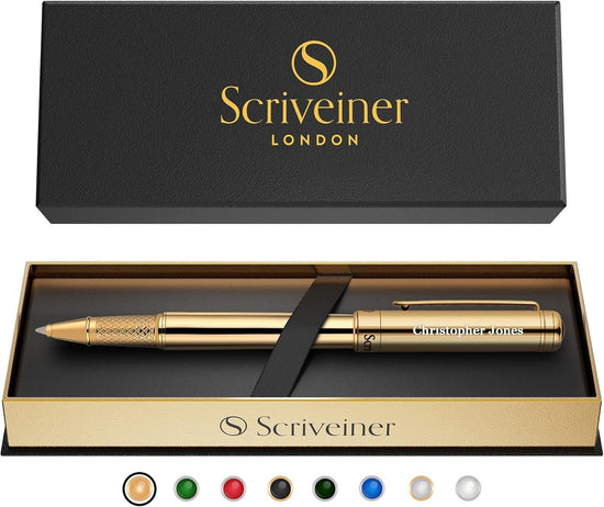 Personalised Luxury Gold Rollerball Pen Medium Black Ink Gift