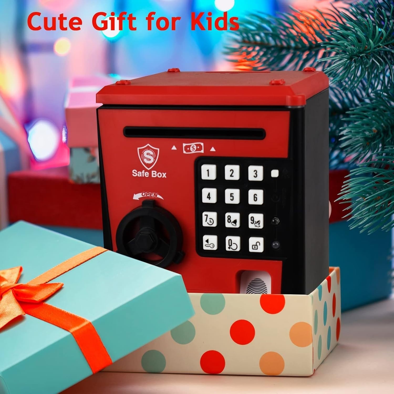 Kids Fingerprint Money Safe ATM Piggy Bank Password Coin Saving Box