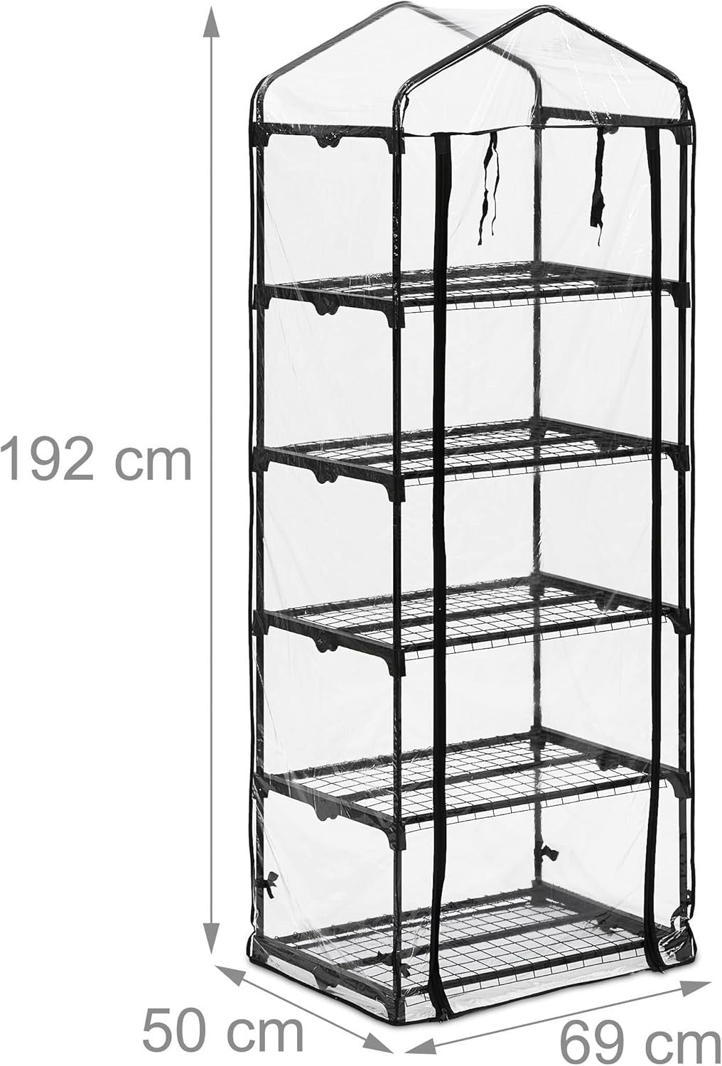 5-Tier PVC Balcony Greenhouse 192x69x50cm | Weatherproof Steel Frame Plant Rack