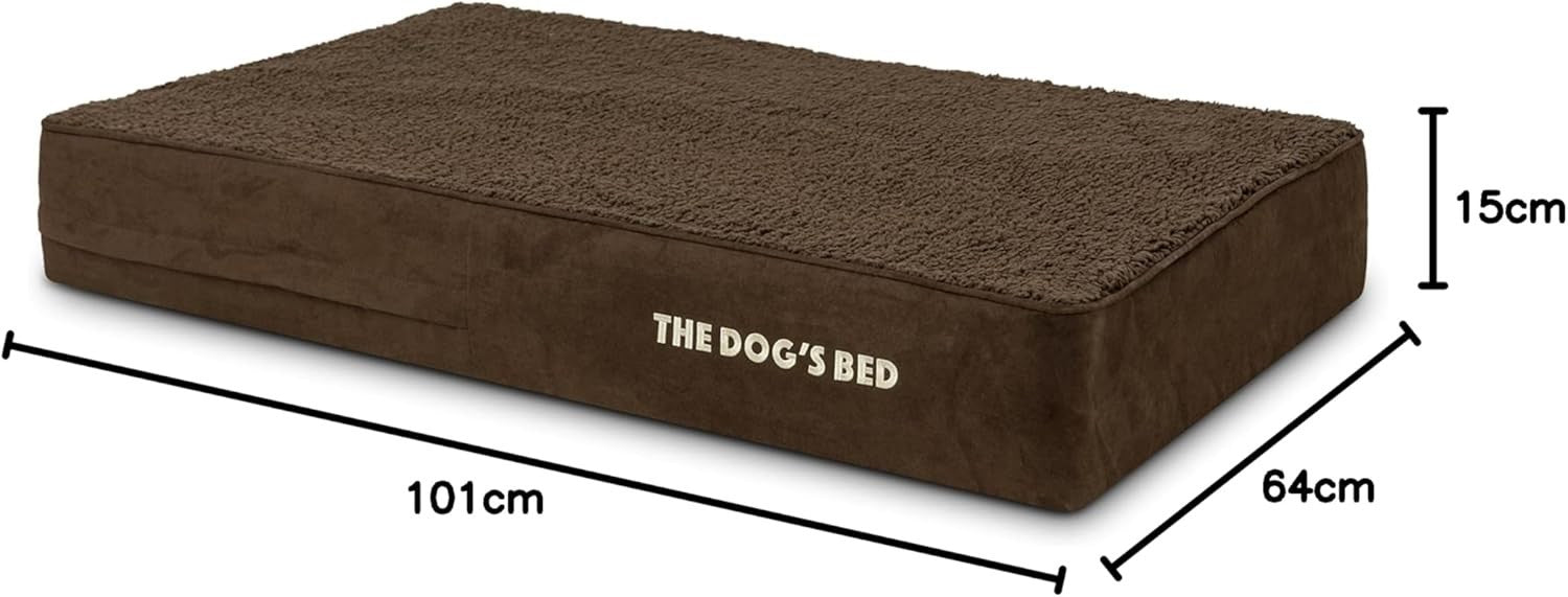 Large Orthopedic Memory Foam Dog Bed 101x64x15cm Brown