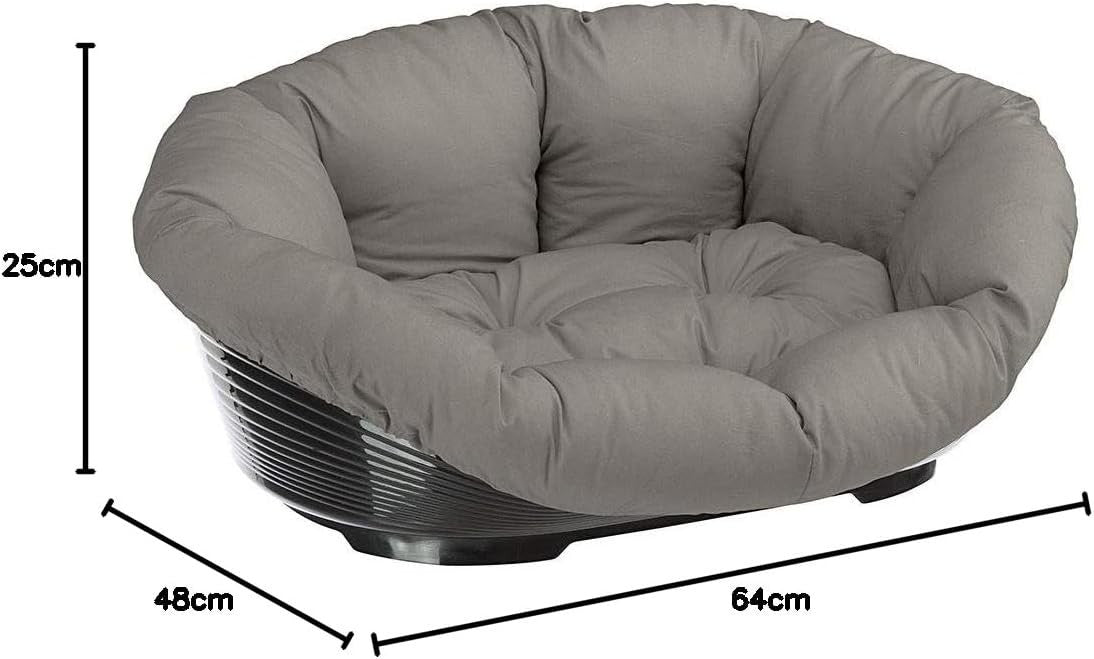 Plastic Dog Cat Bed Basket w Padded Cotton Cushion Anti Slip 64cm