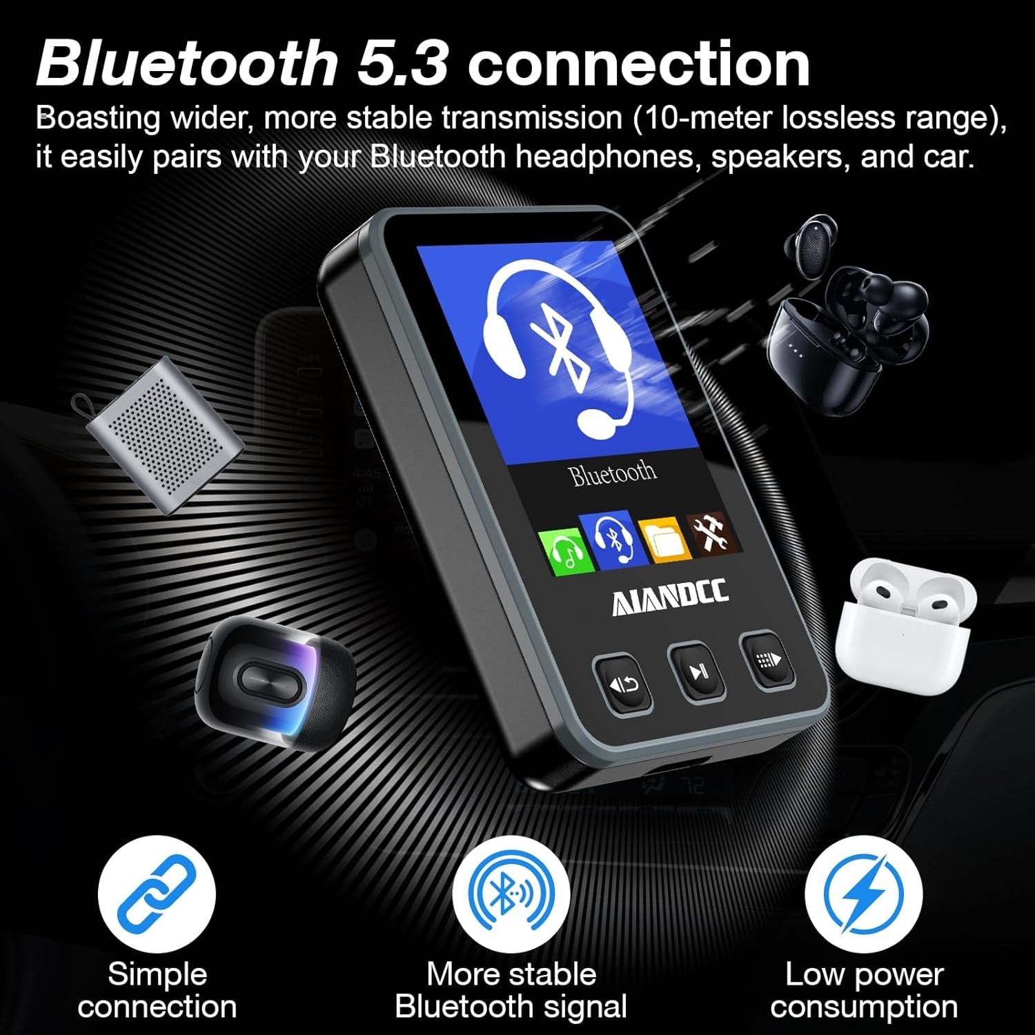 32GB Bluetooth 5.3 MP3 Player with Sports Clip & Armband – Black