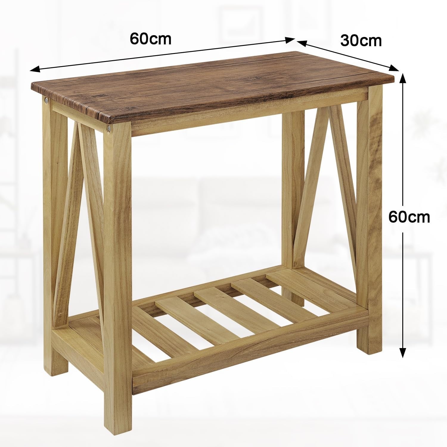 Narrow Wood Side Table with Storage Shelf, Durable Modern Nightstand