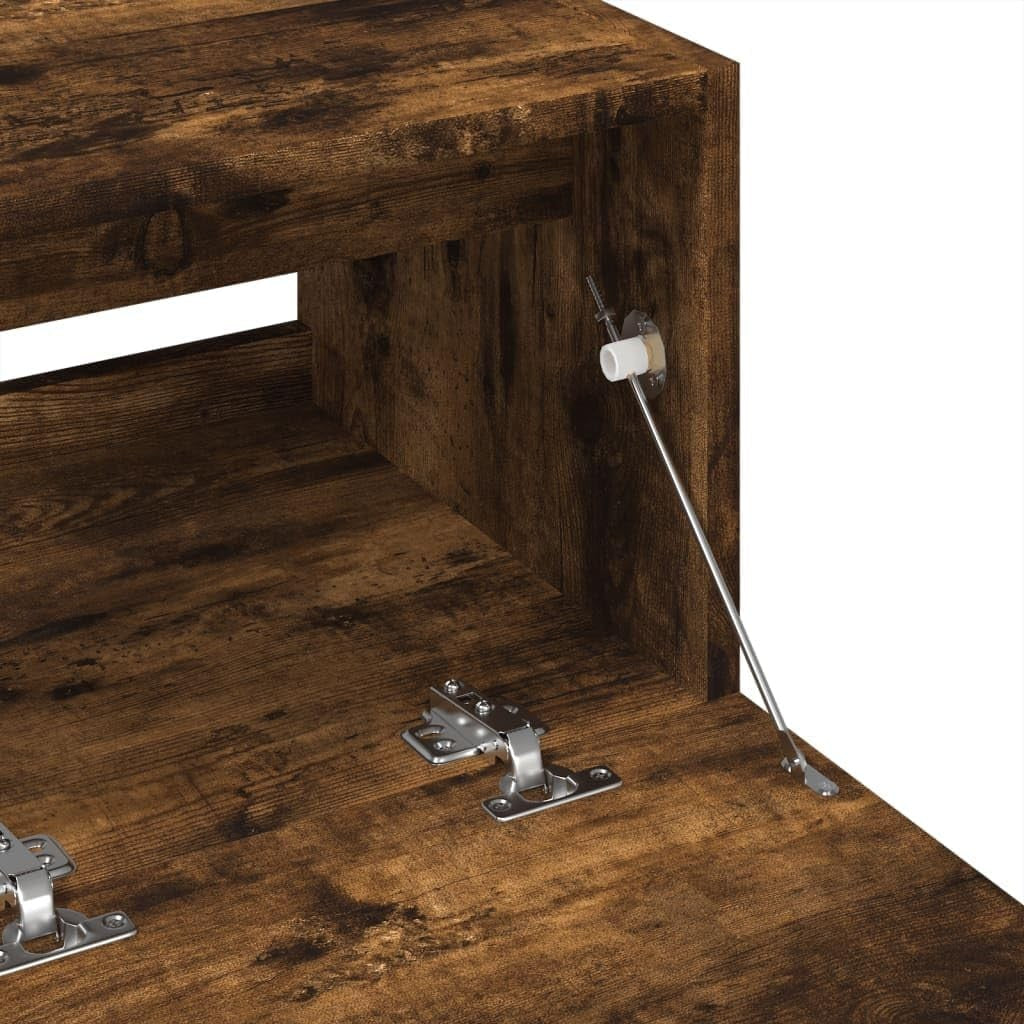 Smoked Oak Bathroom Sink Cabinet 78x37x59cm Modern Under Sink Vanity Storage