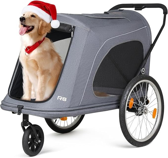Large Dog Stroller Foldable Pet Pushchair Trailer 3 Wheel Heavy Duty 100lb