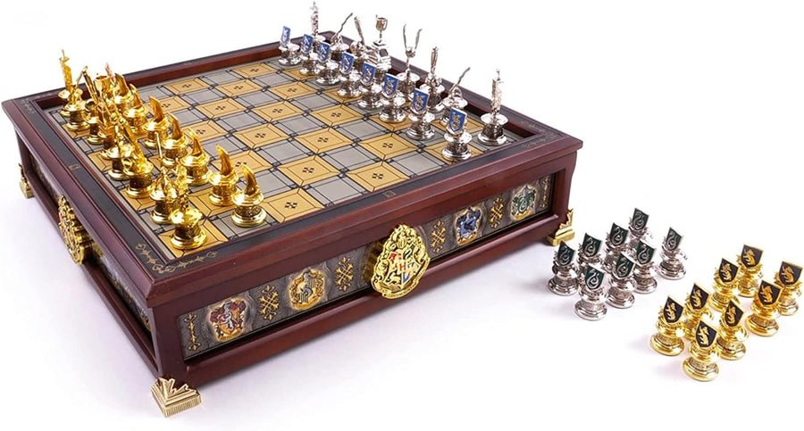 Luxury Quidditch Chess Set – Silver & Gold Plated Pieces, Hardwood Board Gift
