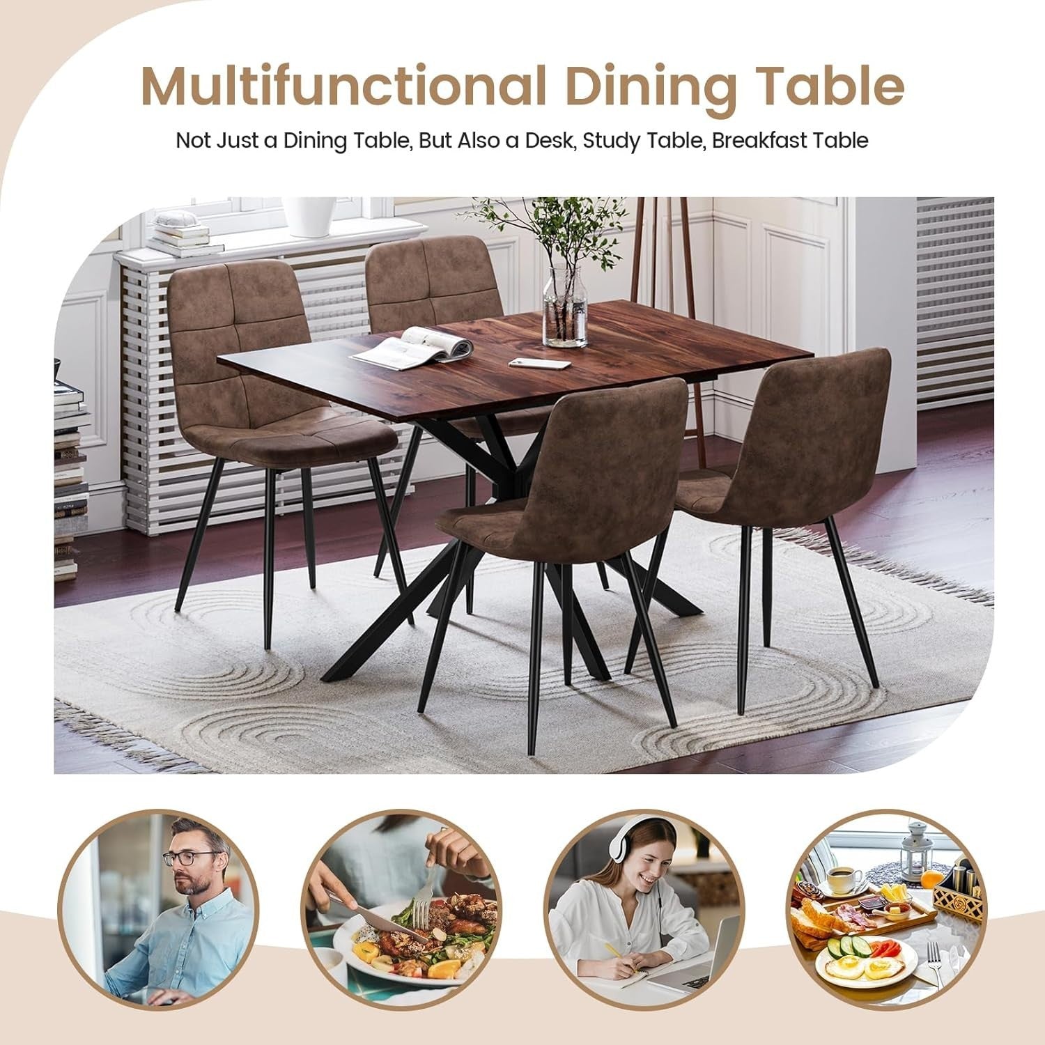 Extendable Dining Table 120-160cm Wood Effect Kitchen