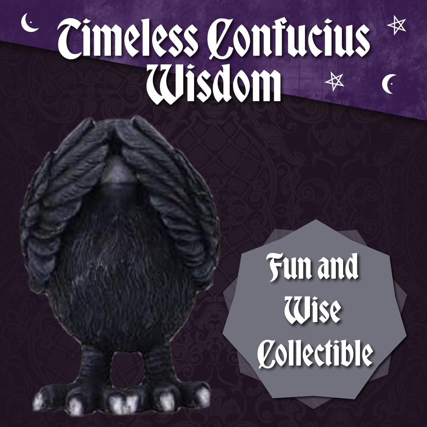 Three Wise Raven Figurines Resin 8.7cm Gothic Ornament Set Home Decor Gift