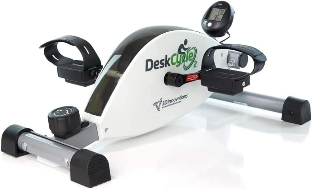 Adjustable Under Desk Bike Quiet Magnetic Pedal Exerciser Low-Profile Trainer