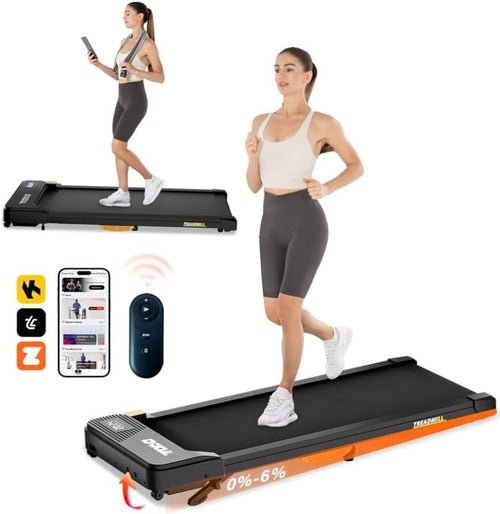 6% Incline Under-Desk Walking Pad 2.5HP, Compact 3-in-1 Treadmill Home Office