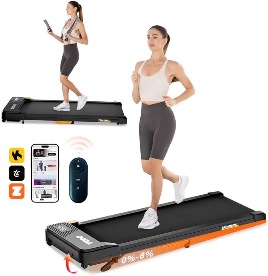 6% Incline Under-Desk Walking Pad 2.5HP, Compact 3-in-1 Treadmill Home Office