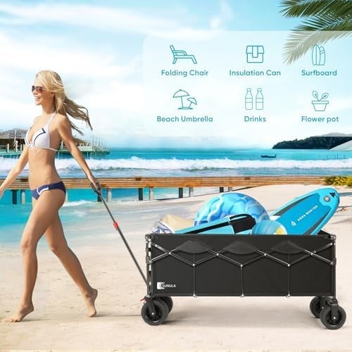 Heavy Duty Folding Festival Trolley 400L 440lbs All-Terrain Beach Wagon