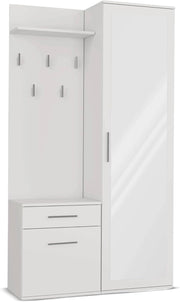 Modern White Hallway Wardrobe with Drawers, Hooks & Shoe Storage, 180cm