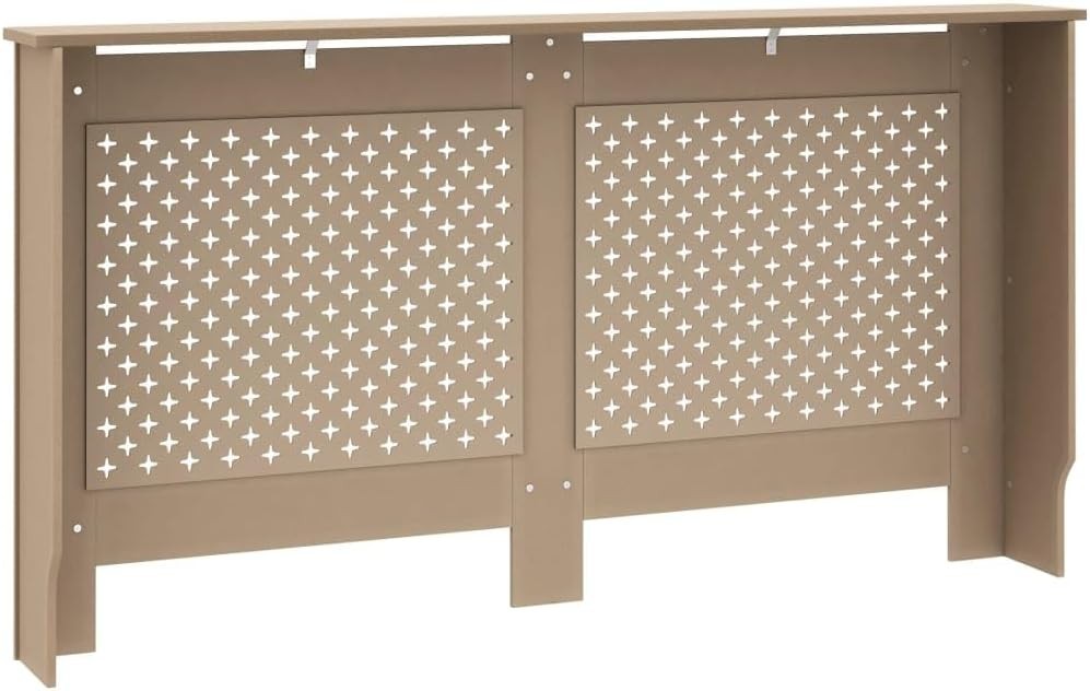 Modern Radiator Cover Cabinet 152x19x81cm MDF Wooden Heater Enclosure Brown