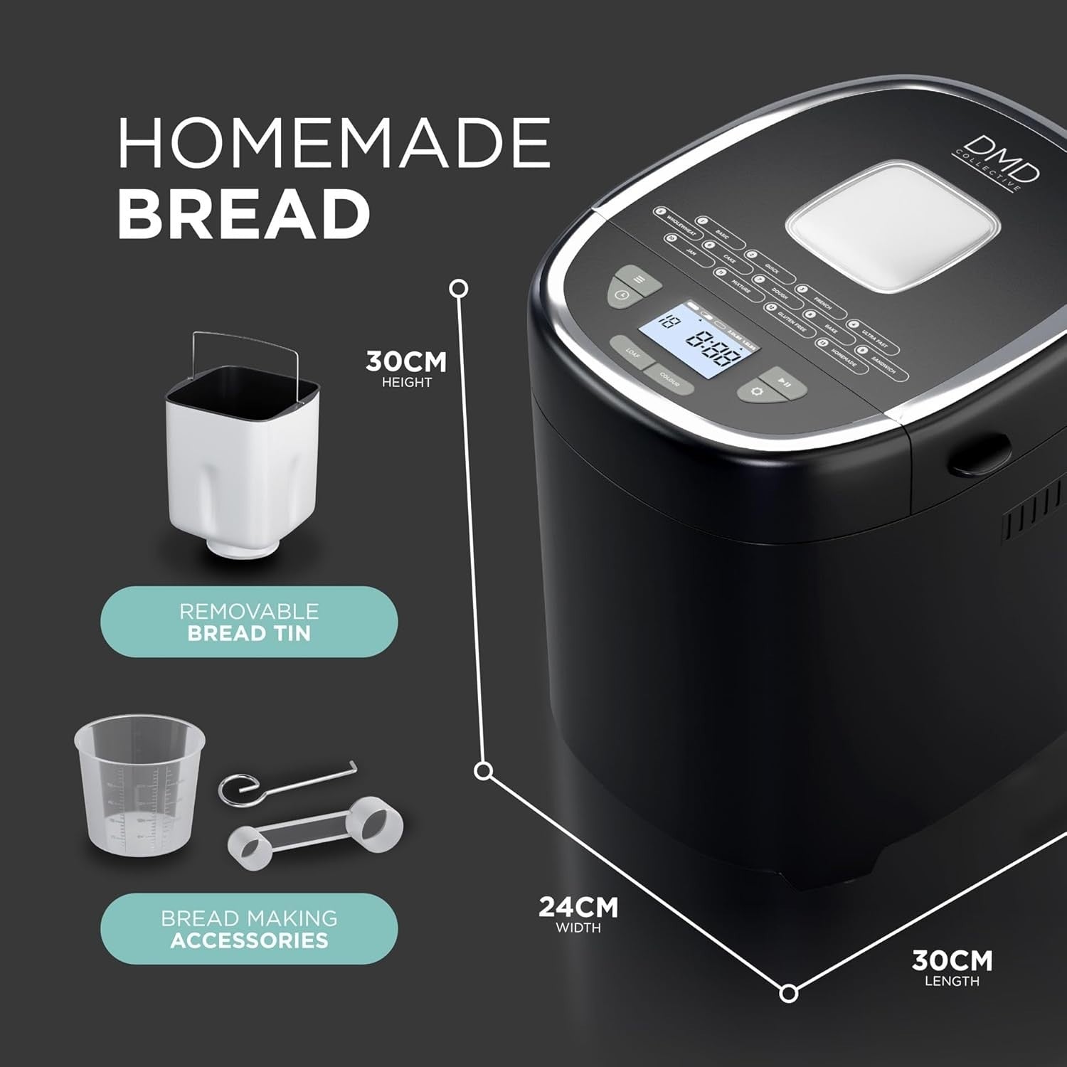 Bread Maker Machine 17 Programs 2lb Loaf Timer Gluten Free 3 Crust Shades 550W