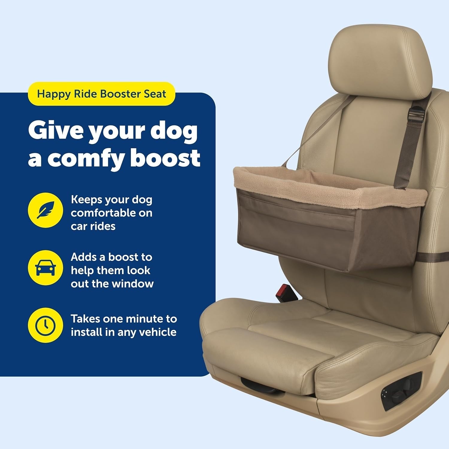 Dog Car Booster Seat Elevated Pet Travel Seat Safety Harness Medium Dog