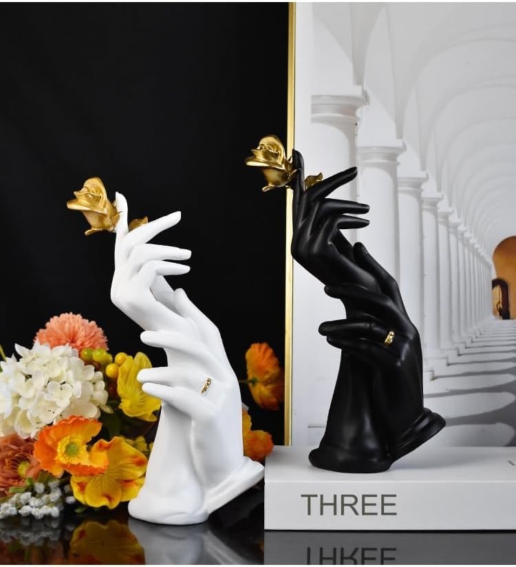 Romantic Hand-in-Hand Sculpture • Resin Couple Ornament • Elegant Decor