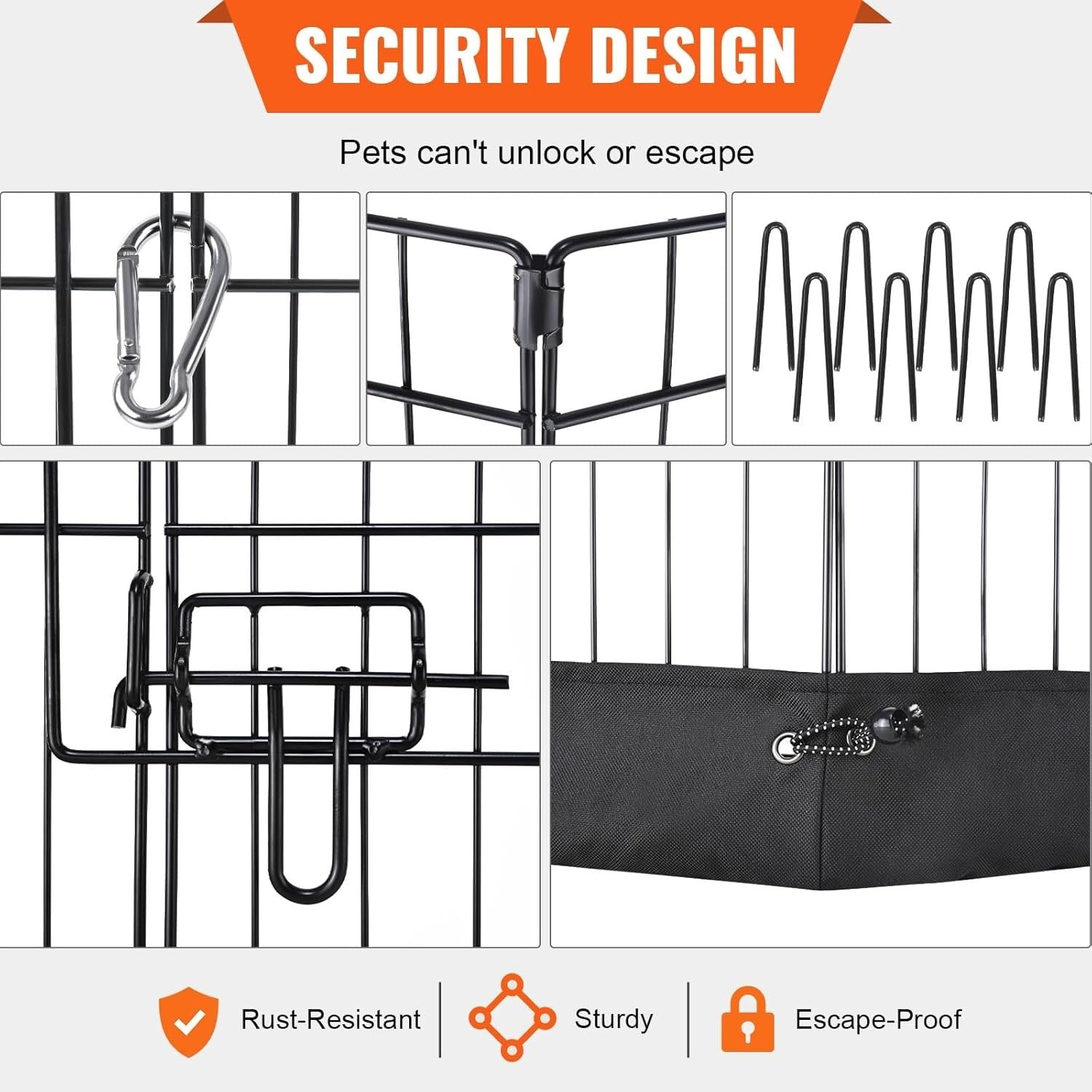 Foldable 24" Metal Dog Playpen 8-Panel Fence with Floor Mat Indoor Outdoor