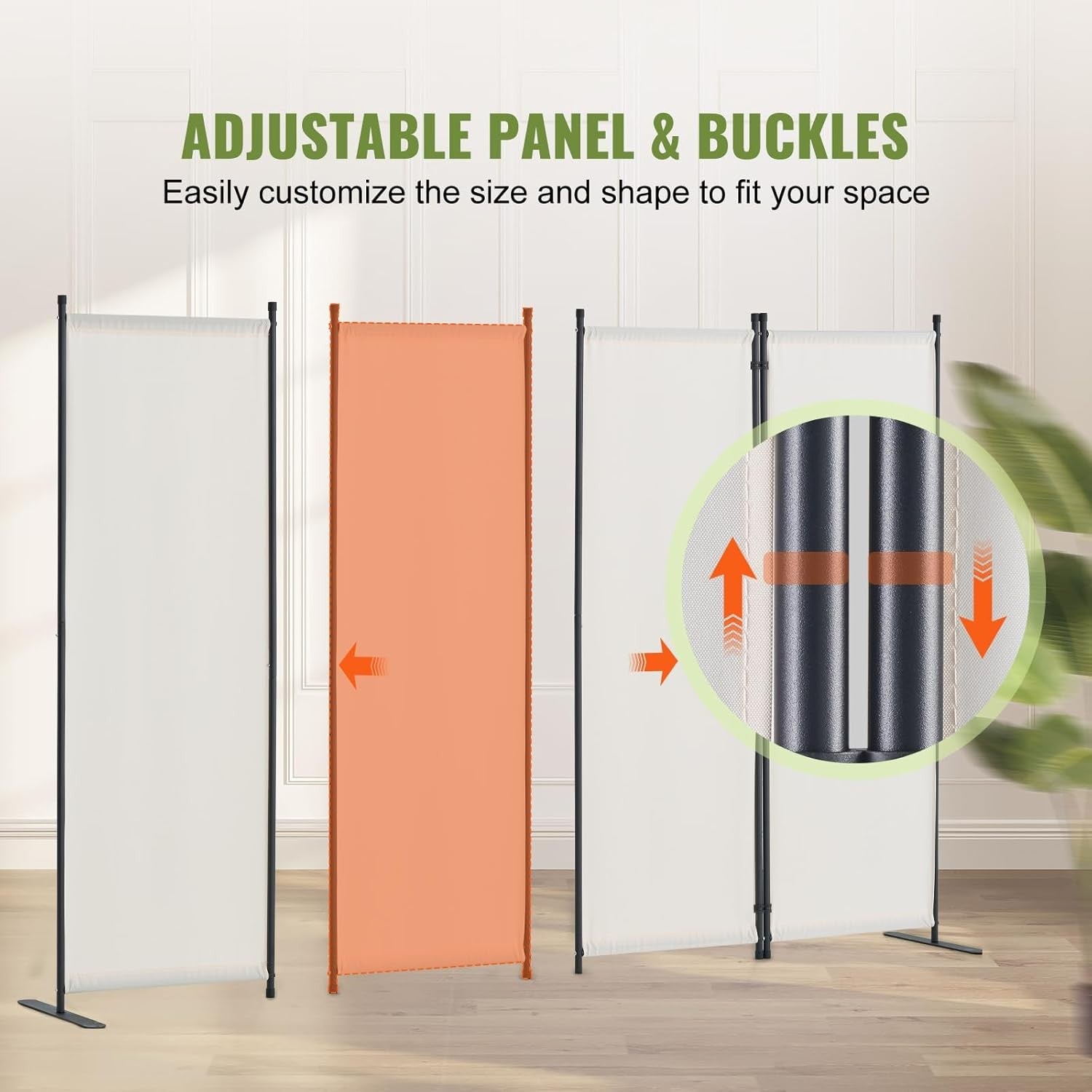4 Panel Folding Room Divider White Fabric Freestanding Privacy Screen 288x173cm
