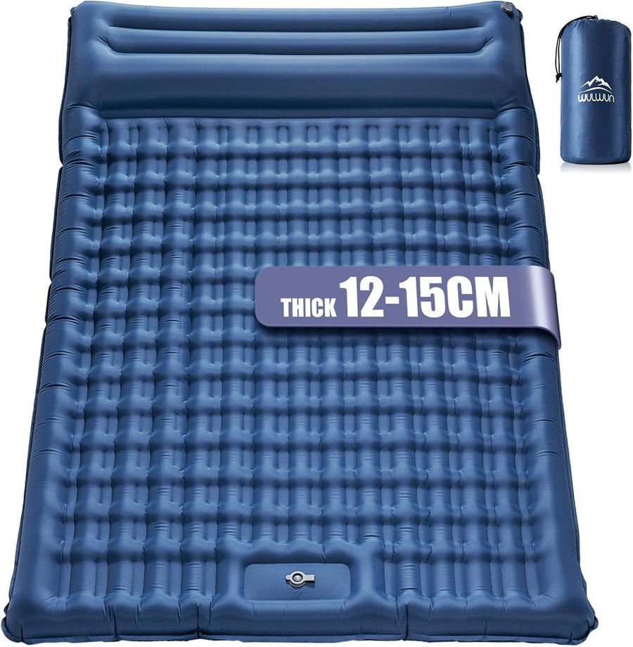 Double Self-Inflating Camping Mat with Built-In Pump, 197x135x15cm