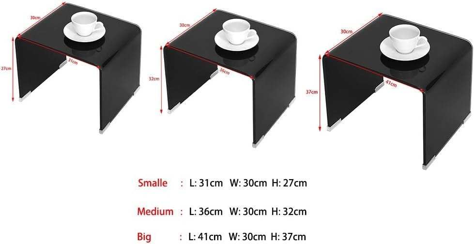 Nest of 3 Modern Glass Coffee Tables Clear/Black Bent Tempered Side End Accent
