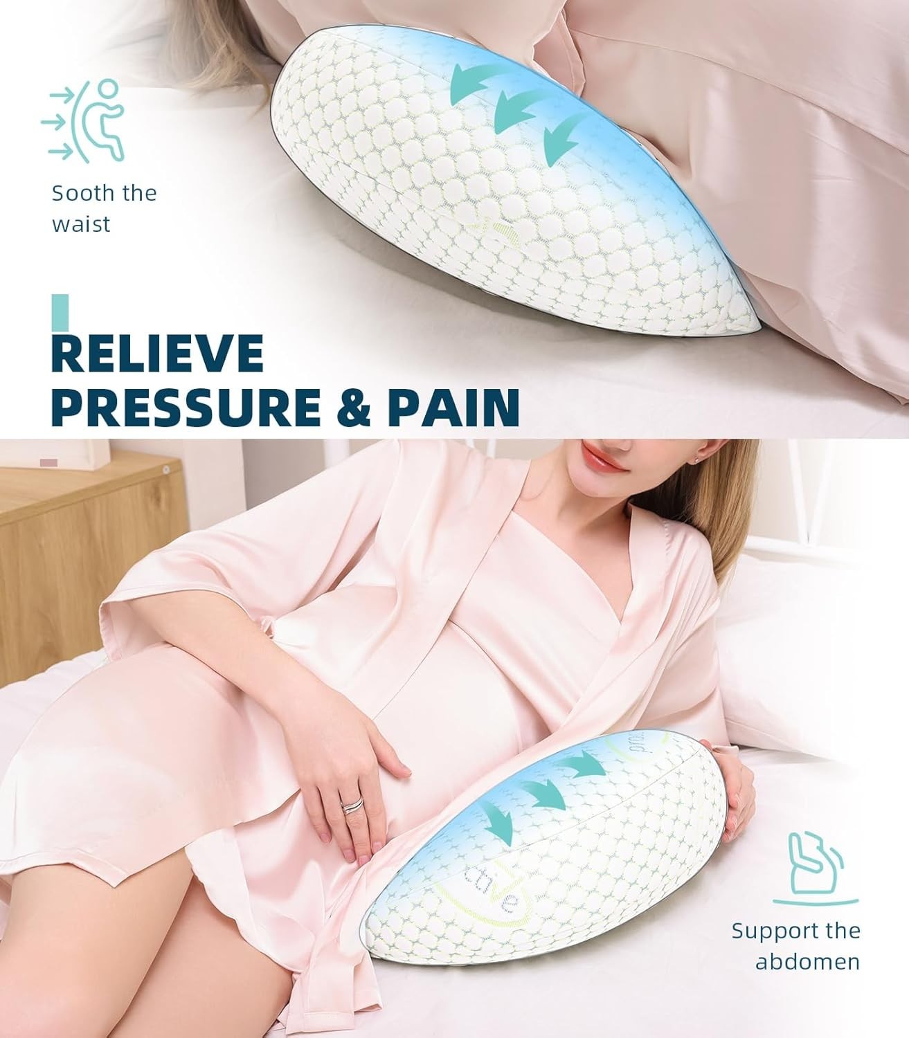 Adjustable Pregnancy Pillow Full Body Support for Back Hips Legs Sleepv