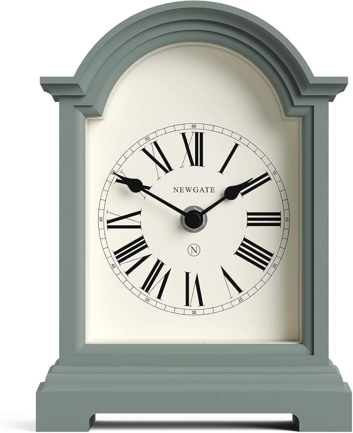Mantel Clock Classic Arch Roman Numerals Silent Desk Shelf Asparagus Green