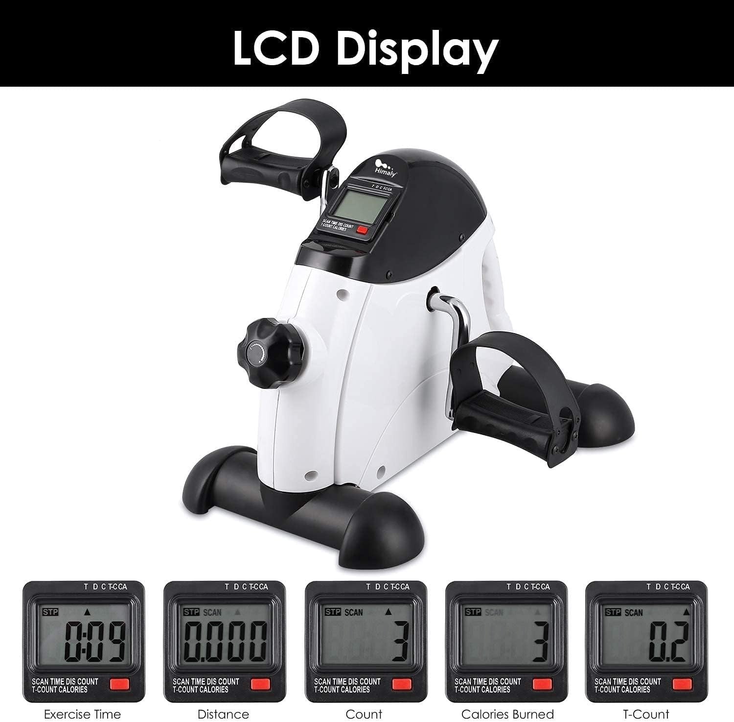 Mini Under Desk Pedal Exerciser LCD Adjustable Resistance Arm Leg Bike