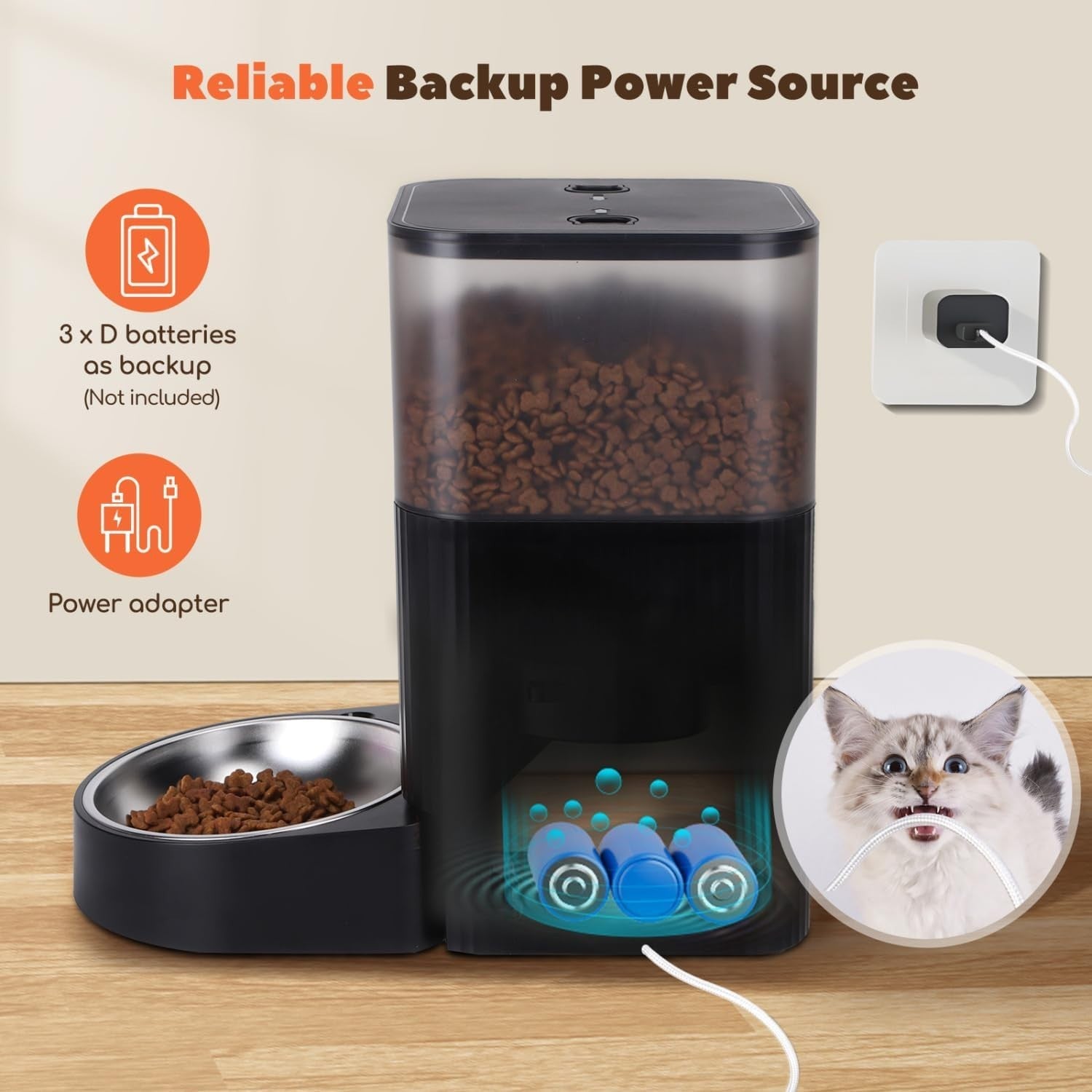 4.2L Smart Automatic Cat Feeder WiFi App Alexa Voice Food Dispenser