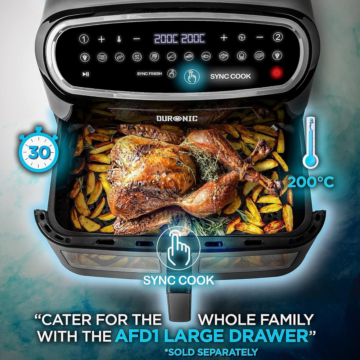 10L Dual Basket Air Fryer | 2400W, Sync Cook/Finish, Visual Windows, 10 Presets