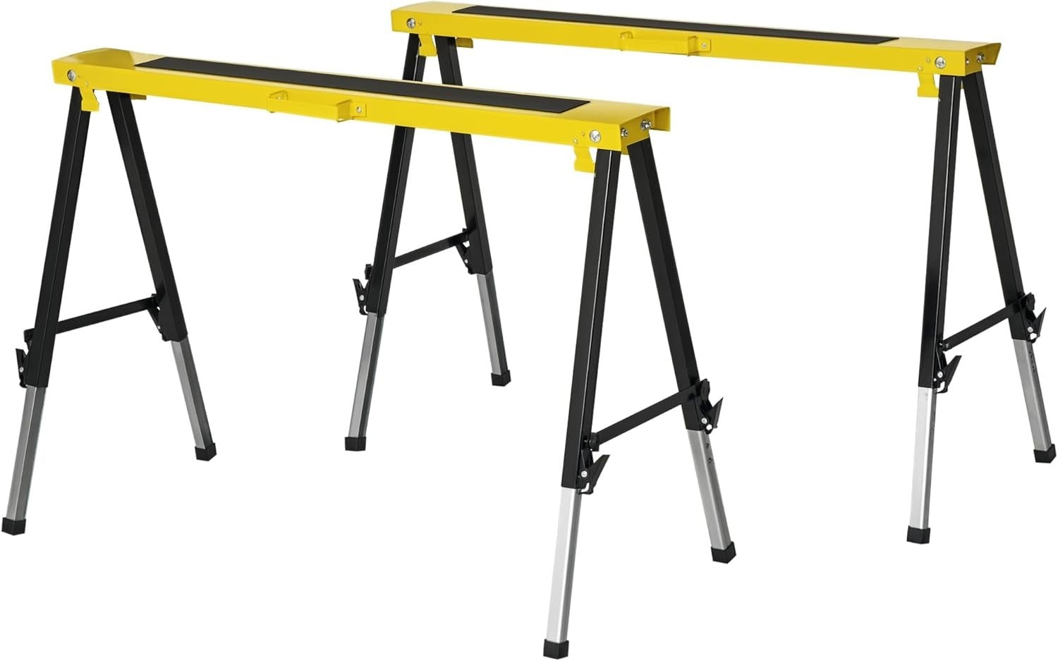 2x Adjustable Folding Sawhorse Workbench Metal Trestles Non-Slip EVA Top 100kg