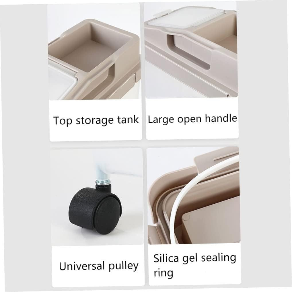 10KG Rice Storage Bin on Wheels Sealed Dry Food Container with Cup