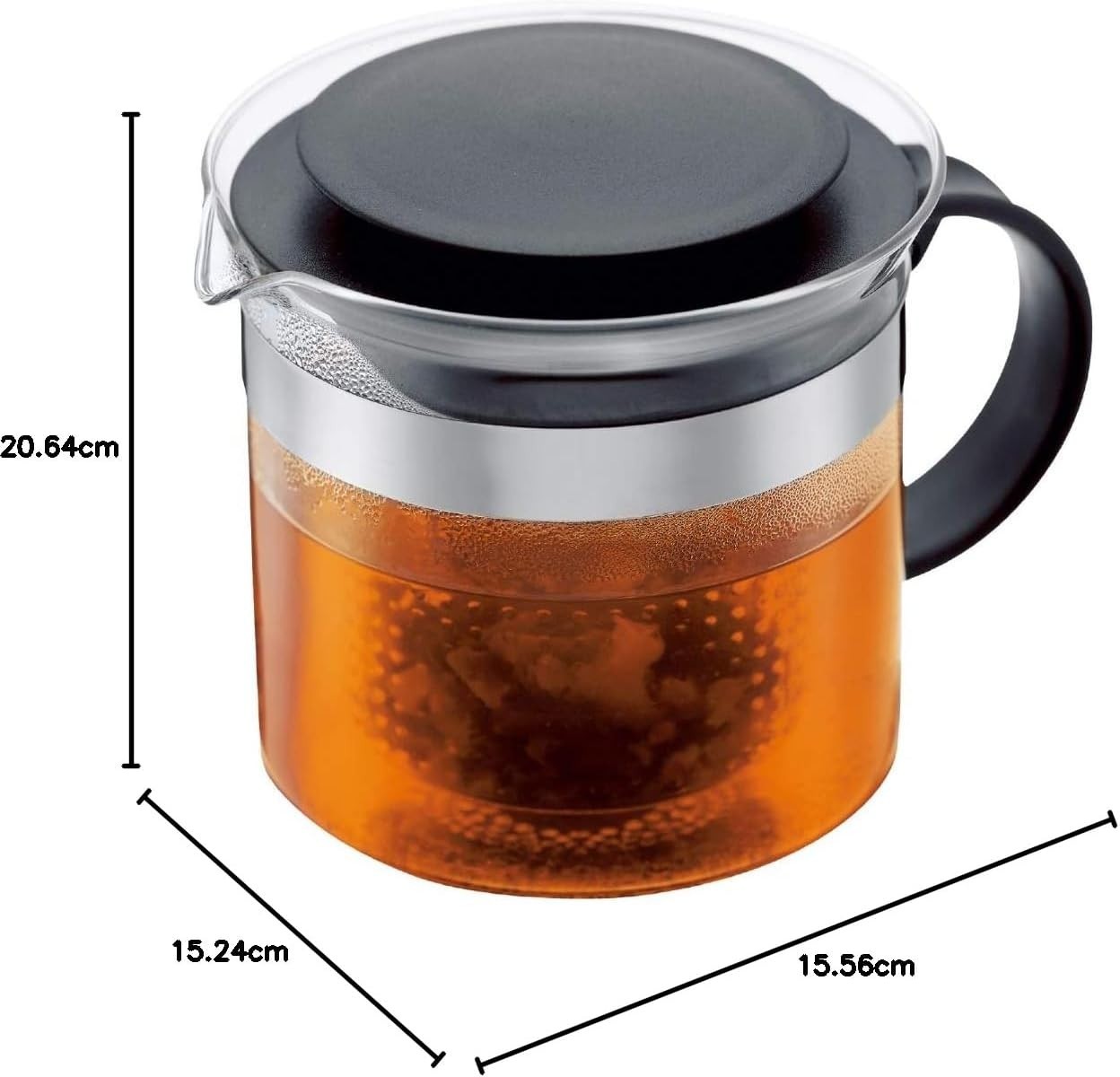 1.5L Glass Teapot with Filter 12 Cup Tea Pot Dishwasher Safe Black