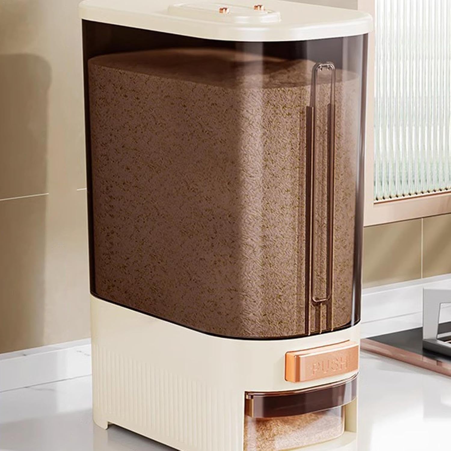 10KG Sealed Rice Dispenser Airtight Grain Storage Bin with Time Tracker